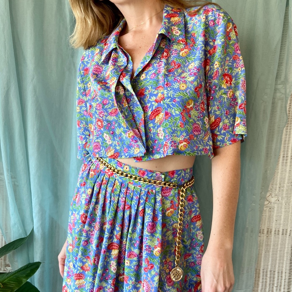 80s Floral Reworked Two-Piece Set